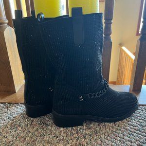 NANCY LI  -Velvet Women's Mid Calf Boots/Bling - Women's Sz 8